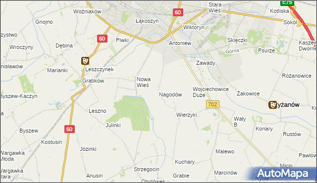 mapa Nagodów gmina Kutno, Nagodów gmina Kutno na mapie Targeo