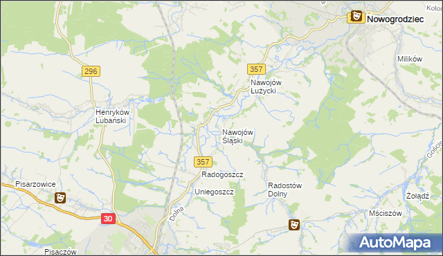 mapa Nawojów Śląski, Nawojów Śląski na mapie Targeo