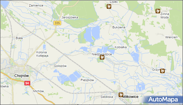 mapa Niedźwiedzice, Niedźwiedzice na mapie Targeo