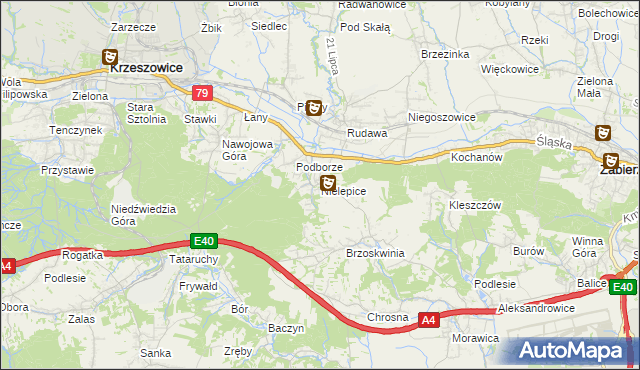 mapa Nielepice, Nielepice na mapie Targeo