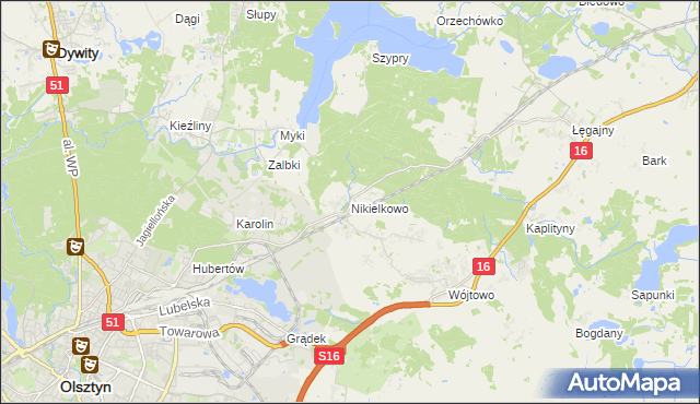 mapa Nikielkowo, Nikielkowo na mapie Targeo