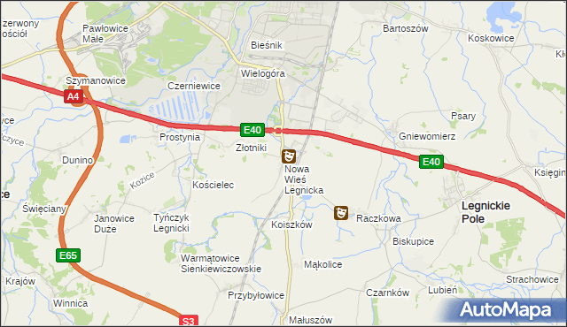 mapa Nowa Wieś Legnicka, Nowa Wieś Legnicka na mapie Targeo