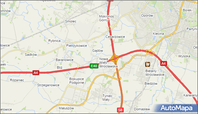 mapa Nowa Wieś Wrocławska, Nowa Wieś Wrocławska na mapie Targeo