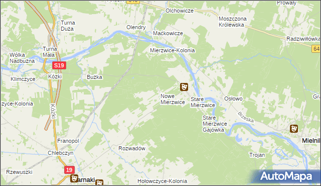 mapa Nowe Mierzwice, Nowe Mierzwice na mapie Targeo