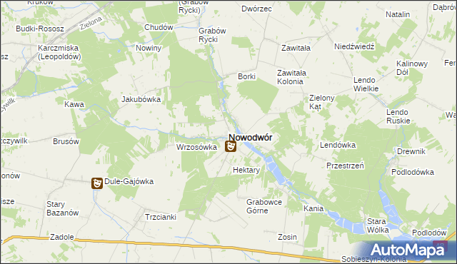mapa Nowodwór powiat rycki, Nowodwór powiat rycki na mapie Targeo