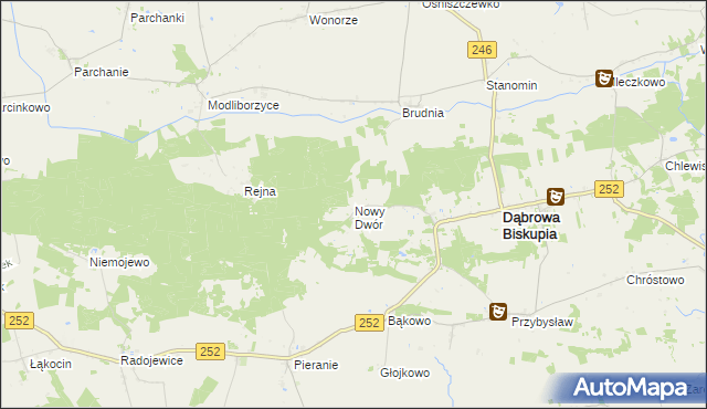 mapa Nowy Dwór gmina Dąbrowa Biskupia, Nowy Dwór gmina Dąbrowa Biskupia na mapie Targeo