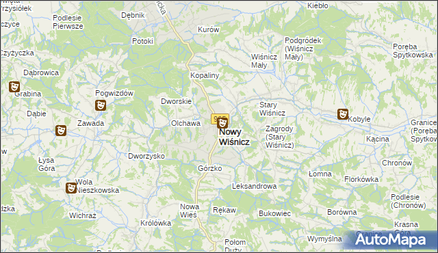 mapa Nowy Wiśnicz, Nowy Wiśnicz na mapie Targeo