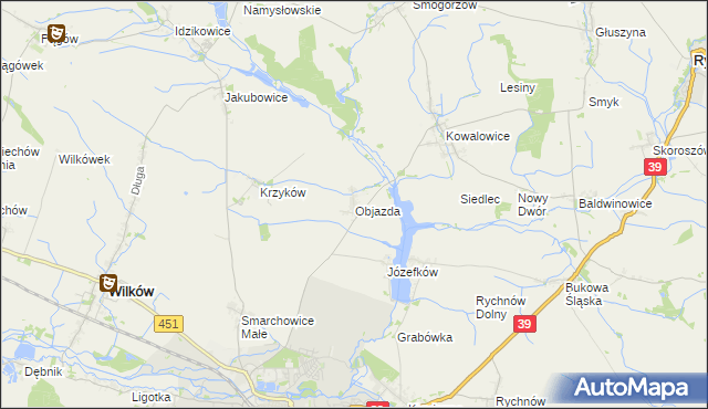 mapa Objazda gmina Namysłów, Objazda gmina Namysłów na mapie Targeo