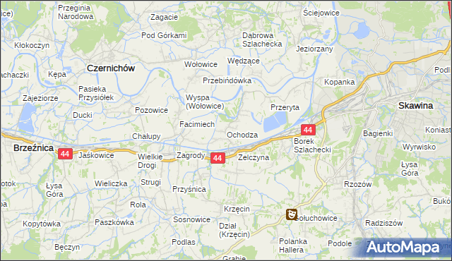 mapa Ochodza gmina Skawina, Ochodza gmina Skawina na mapie Targeo