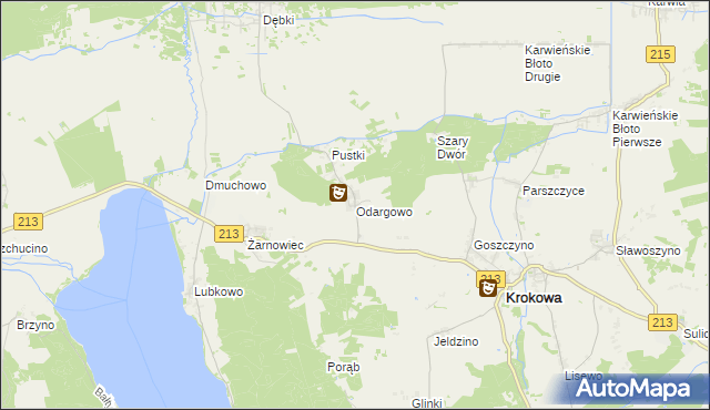 mapa Odargowo gmina Krokowa, Odargowo gmina Krokowa na mapie Targeo