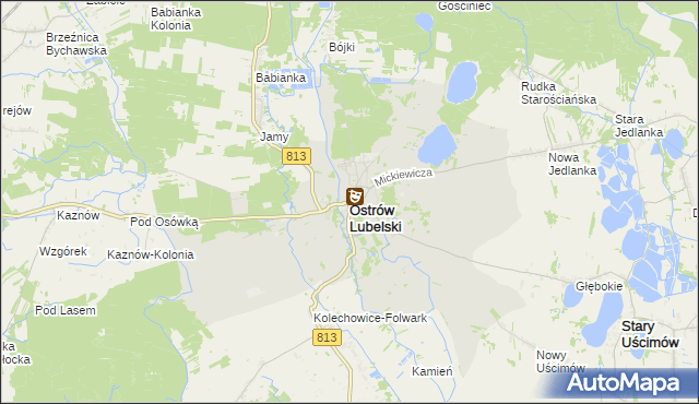 mapa Ostrów Lubelski, Ostrów Lubelski na mapie Targeo