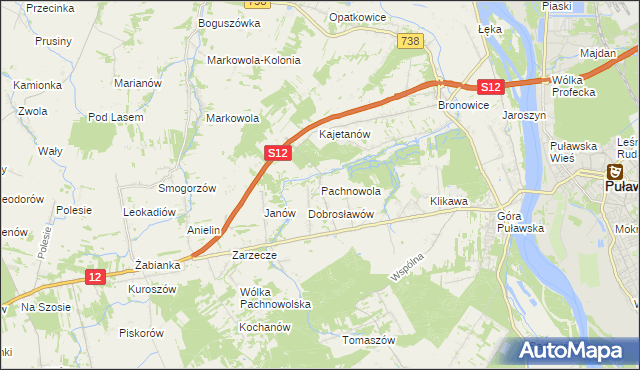 mapa Pachnowola, Pachnowola na mapie Targeo