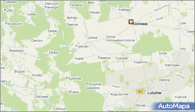 mapa Pawelce, Pawelce na mapie Targeo