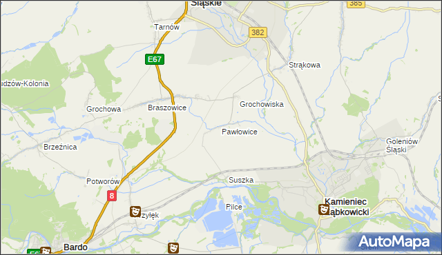 mapa Pawłowice gmina Ząbkowice Śląskie, Pawłowice gmina Ząbkowice Śląskie na mapie Targeo