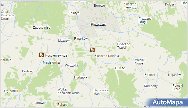 mapa Piszczac-Kolonia, Piszczac-Kolonia na mapie Targeo