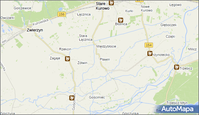 mapa Pławin gmina Stare Kurowo, Pławin gmina Stare Kurowo na mapie Targeo