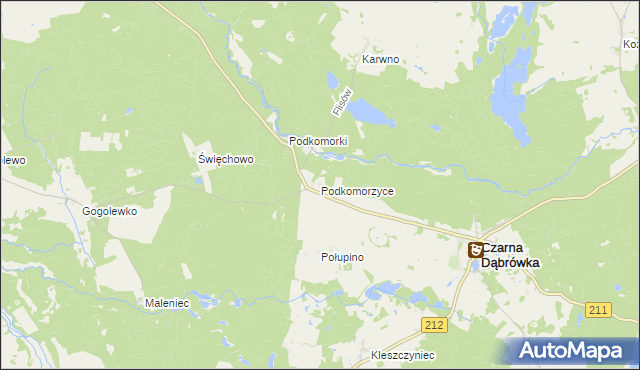 mapa Podkomorzyce, Podkomorzyce na mapie Targeo