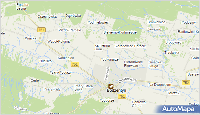 mapa Podkonarze, Podkonarze na mapie Targeo