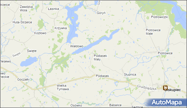 mapa Podlasek Mały, Podlasek Mały na mapie Targeo