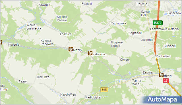 mapa Podlesina, Podlesina na mapie Targeo