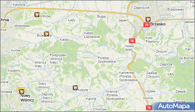 mapa Poręba Spytkowska, Poręba Spytkowska na mapie Targeo