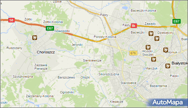 mapa Porosły, Porosły na mapie Targeo