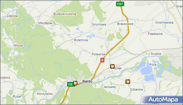 mapa Potworów gmina Bardo, Potworów gmina Bardo na mapie Targeo
