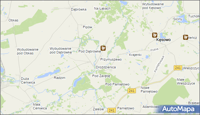 mapa Przymuszewo gmina Kęsowo, Przymuszewo gmina Kęsowo na mapie Targeo