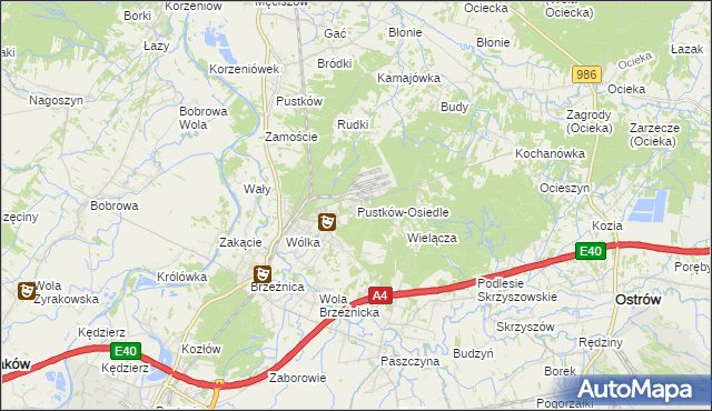 mapa Pustków-Osiedle, Pustków-Osiedle na mapie Targeo