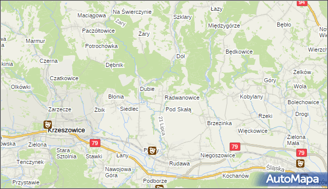 mapa Radwanowice, Radwanowice na mapie Targeo