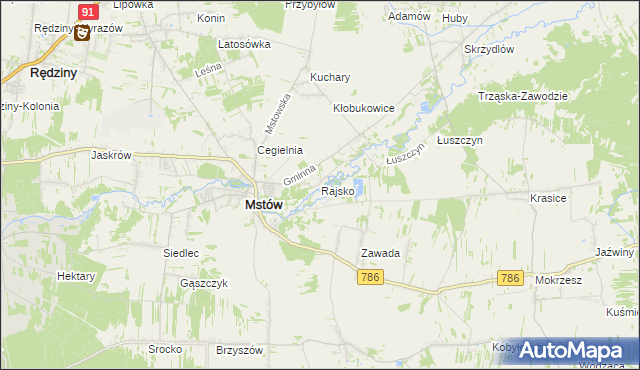mapa Rajsko gmina Mstów, Rajsko gmina Mstów na mapie Targeo