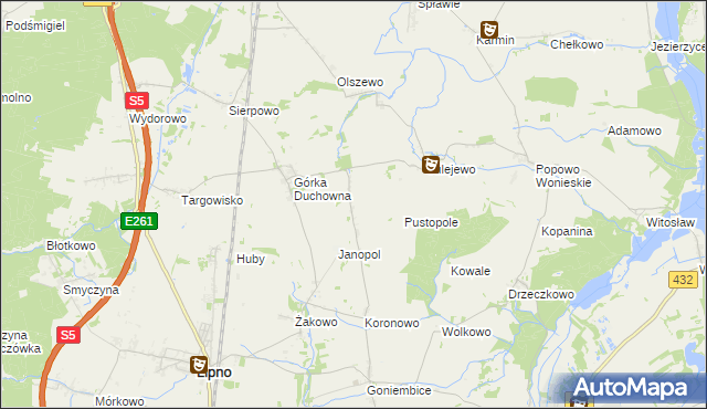 mapa Ratowice gmina Lipno, Ratowice gmina Lipno na mapie Targeo