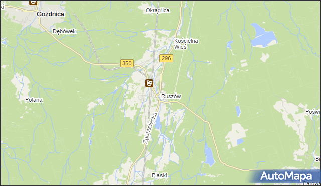 mapa Ruszów gmina Węgliniec, Ruszów gmina Węgliniec na mapie Targeo