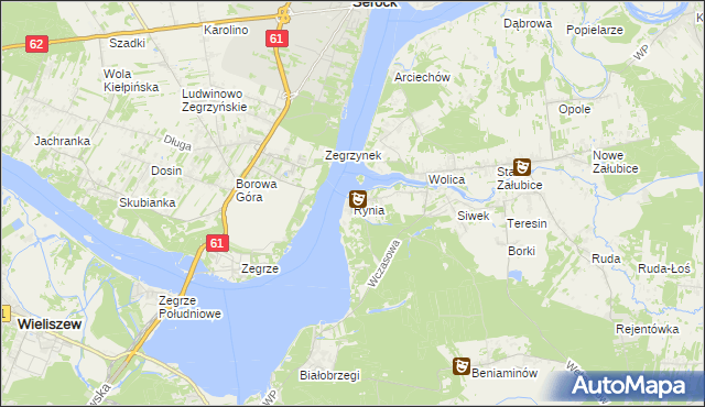 mapa Rynia gmina Nieporęt, Rynia gmina Nieporęt na mapie Targeo