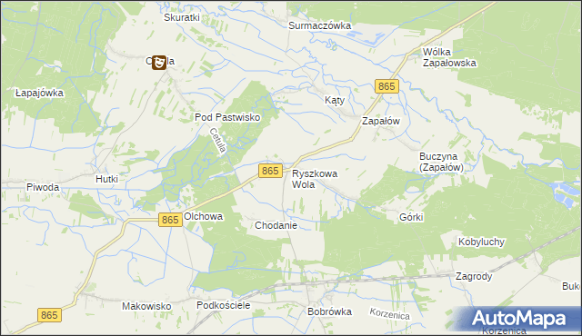 mapa Ryszkowa Wola, Ryszkowa Wola na mapie Targeo