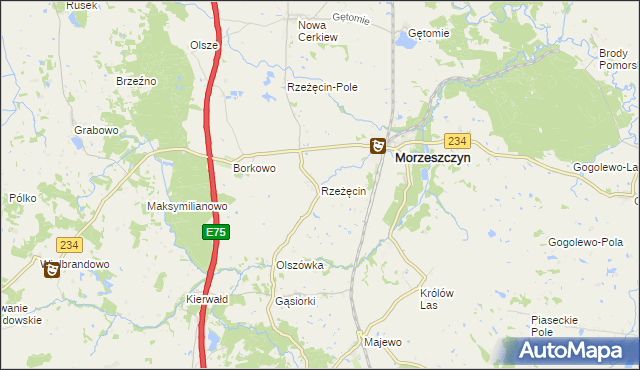 mapa Rzeżęcin, Rzeżęcin na mapie Targeo