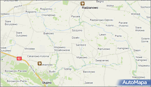 mapa Sambórz gmina Słupno, Sambórz gmina Słupno na mapie Targeo