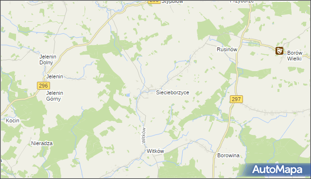 mapa Siecieborzyce, Siecieborzyce na mapie Targeo