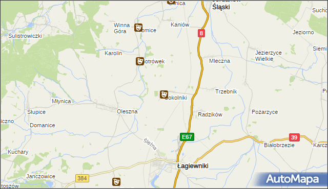 mapa Sokolniki gmina Łagiewniki, Sokolniki gmina Łagiewniki na mapie Targeo