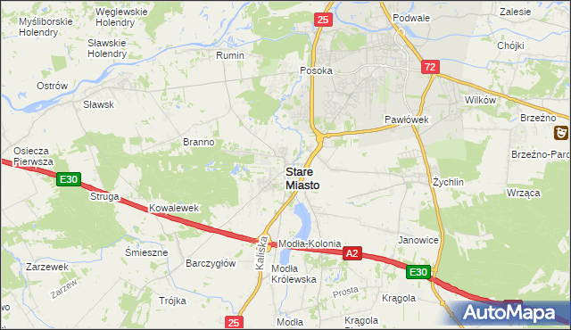 mapa Stare Miasto powiat koniński, Stare Miasto powiat koniński na mapie Targeo