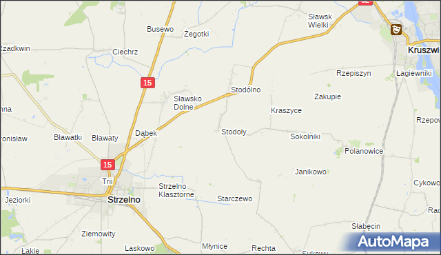 mapa Stodoły gmina Strzelno, Stodoły gmina Strzelno na mapie Targeo