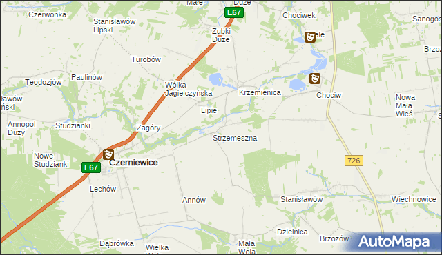 mapa Strzemeszna Pierwsza, Strzemeszna Pierwsza na mapie Targeo