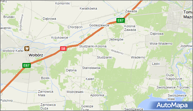 mapa Studzianki gmina Wolbórz, Studzianki gmina Wolbórz na mapie Targeo