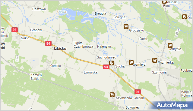 mapa Suchodaniec, Suchodaniec na mapie Targeo