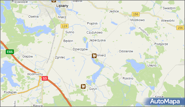 mapa Sulimierz gmina Myślibórz, Sulimierz gmina Myślibórz na mapie Targeo