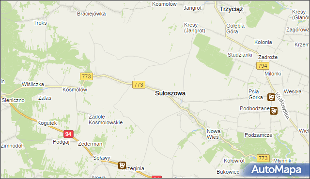 mapa Sułoszowa, Sułoszowa na mapie Targeo