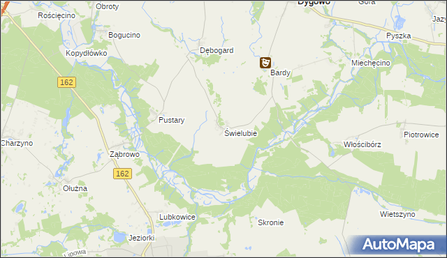 mapa Świelubie gmina Dygowo, Świelubie gmina Dygowo na mapie Targeo