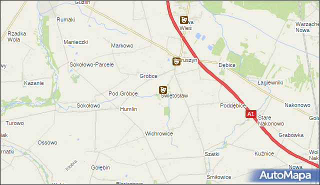 mapa Świętosław gmina Włocławek, Świętosław gmina Włocławek na mapie Targeo