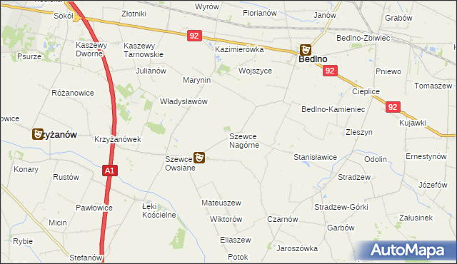 mapa Szewce Nagórne, Szewce Nagórne na mapie Targeo