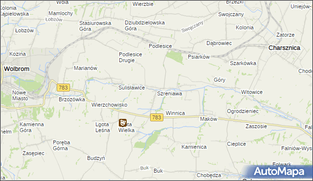 mapa Szreniawa gmina Gołcza, Szreniawa gmina Gołcza na mapie Targeo